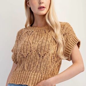 Eesome Tan Cable Knit Sweater